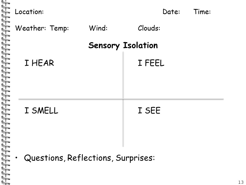 Sample Journal page 13 Sensory Isolation